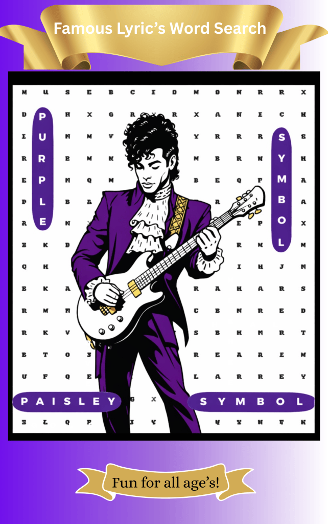 Prince Word Search Puzzle Book – Music Inspired Puzzle Collection